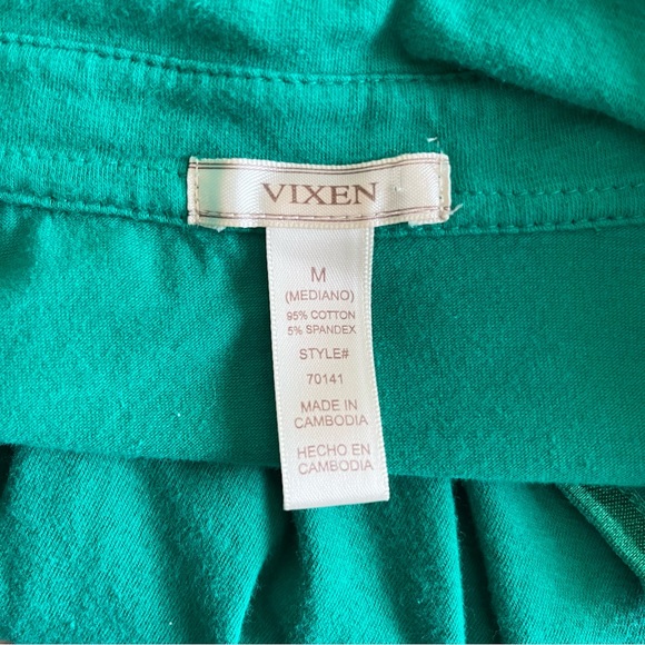 Vixen Short Sleeve Button Detail Collared Polo Shirt Green Sz M - Picture 16 of 16